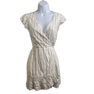 Abercrombie & Fitch Women's White Striped Wrap Dress‎ Size S Beach Coquette Boho